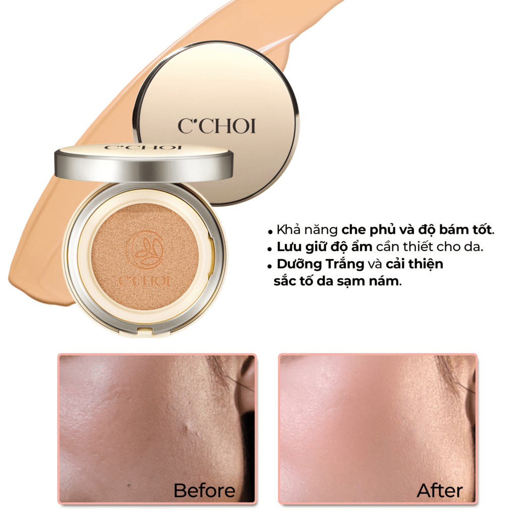 Phấn Nước C'Choi - Bí Quyết Cho Lớp Nền Hoàn Hảo 1 befor after cushion min