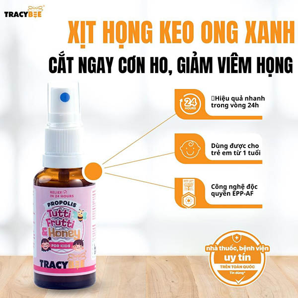 Keo ong xanh Tracybee Propolis Tutti Frutti - Giảm Ho Rát Họng, Viêm Họng 7 Keo ong xanh Tracybee Propolis Tutti Frutti - Giảm Ho Rát Họng, Viêm Họng - Ảnh 5