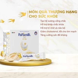 Sữa non tổ yến Papamilk Gold hỗ trợ xương khớp - Hộp 24 Gói 10 Sữa non tổ yến Papamilk Gold hỗ trợ xương khớp - Hộp 24 Gói - Ảnh 2