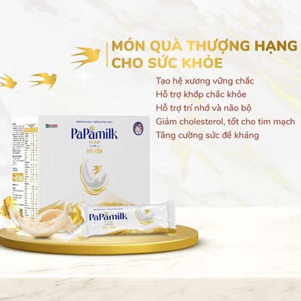 Sữa non tổ yến Papamilk Gold hỗ trợ xương khớp - Hộp 24 Gói 4 Sữa non tổ yến Papamilk Gold hỗ trợ xương khớp - Hộp 24 Gói - Ảnh 2