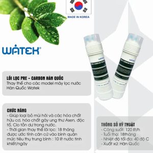 Lõi Lọc Pre-Carbon Đúc Nguyên Khối Hàn Quốc Cho Máy Lọc Nước Watek 8 Lõi Lọc Pre-Carbon Đúc Nguyên Khối Hàn Quốc Cho Máy Lọc Nước Watek - Ảnh 2
